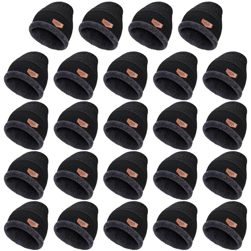 3450 24 Pcs Winter Beanie Hats Fleece Lined Knit Beanie Winter Warm Slouchy